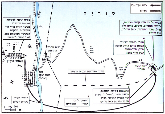 מפת הפשיטה על בית המכס הסורי